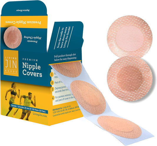 Premium 100 Pcs. (50 pairs) Ultra-Comfort Nipple Cover Stickers for Men | NipGuards for Running | Male Nipple Covers to Prevent Chafing | Disposable Nipple Covers | Nipple Concealment