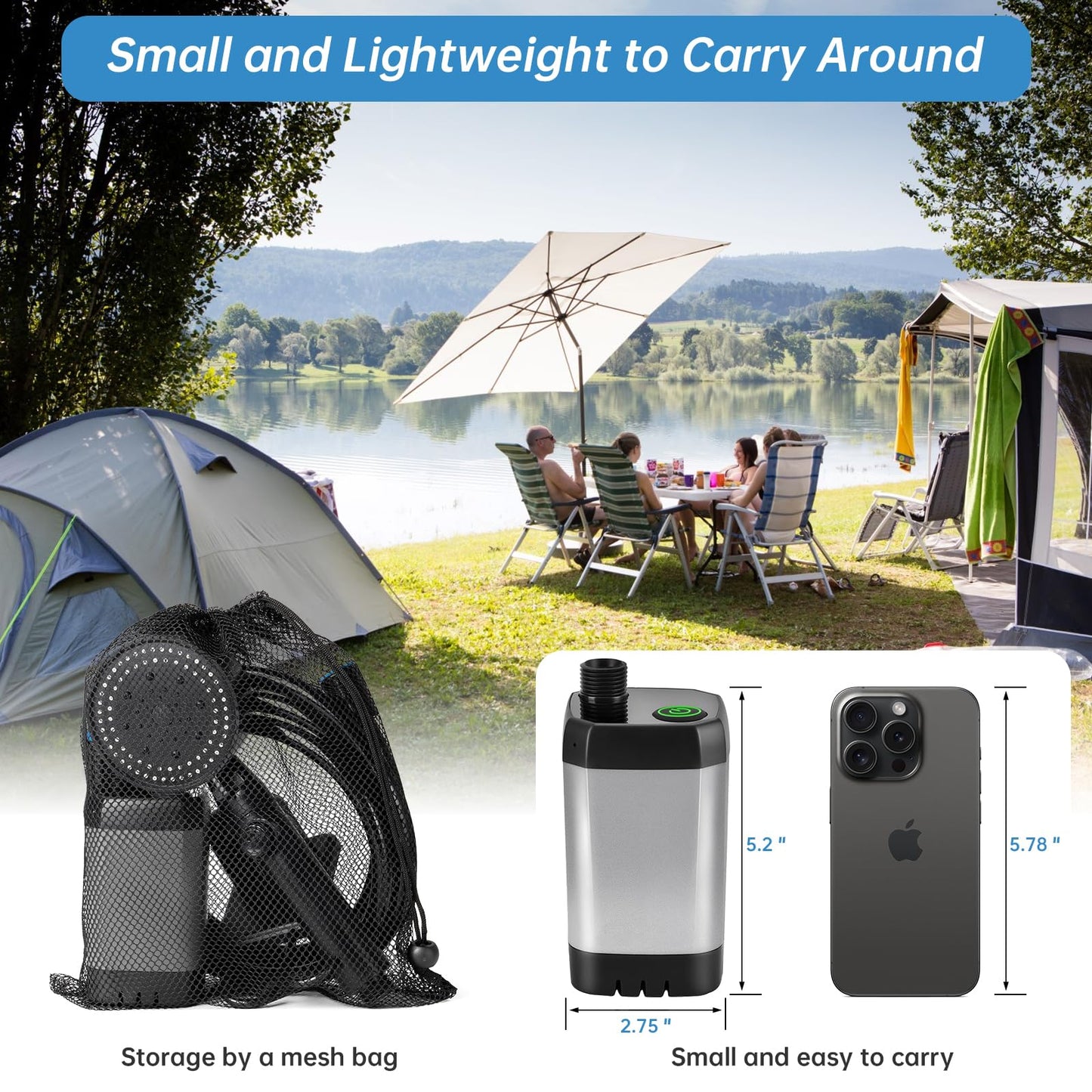 AlpsWolf Portable Shower for Camping, 6000mAh Rechargeable Camping Shower with Digital Display, Outdoor Shower Sustainable for Camping, Beach, Hiking, Travelling, Pet Cleaning