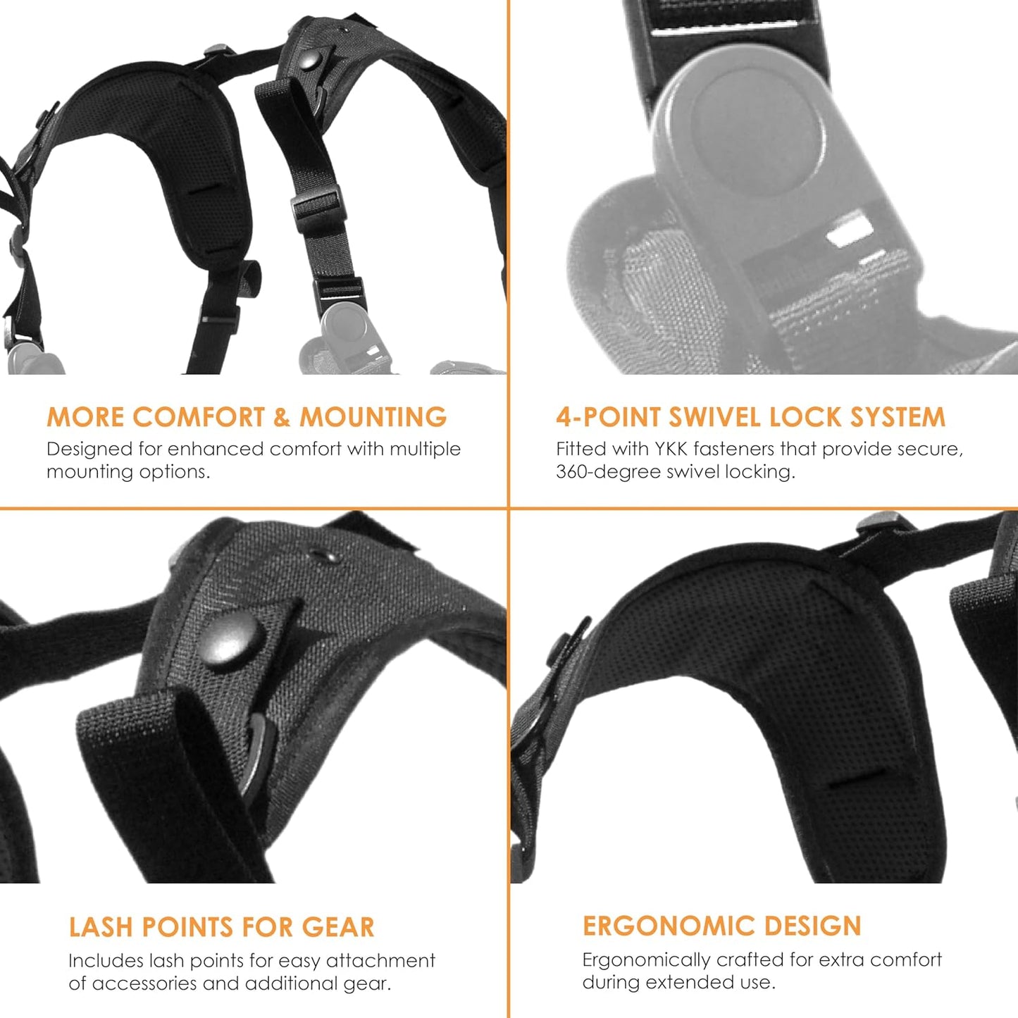 Hazard 4 Covert RG Multi-Configuration Small Pack System - Escape Chest Pack, Loader Chest Pack, Covert Anatomic RG Padded Deluxe Shoulder Harness - Tool Kit, Camera, Cycling, Flashlight - Black