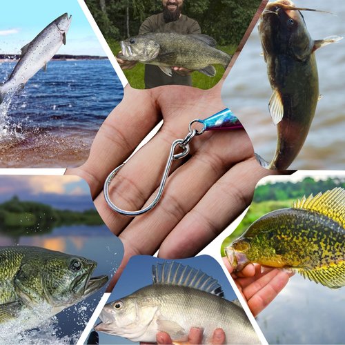 Natufish Inline Single Hooks 25Pcs Fishing in line Hooks for Treble Hook Replacement for Hard Lures Large Eye/Barbed Saltwater Freshwater(Size 8#)