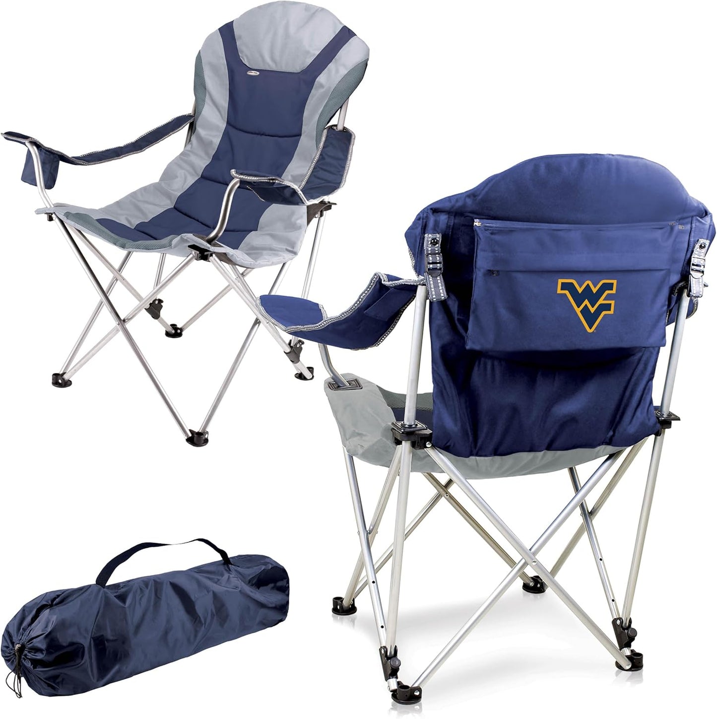 PICNIC TIME NCAA Arkansas Razorbacks Reclining Camp Chair - Beach Chair for Adults - Sports Chair with Carry Bag