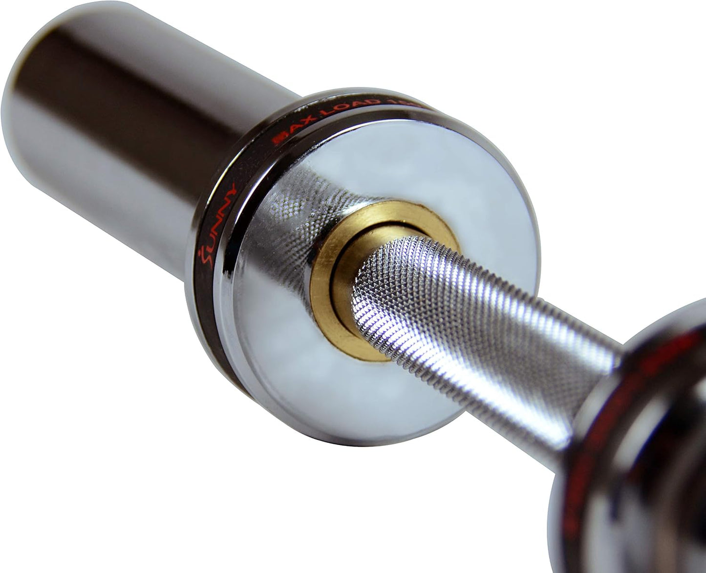 Sunny Health & Fitness Olympic Single Barbell Bar, 20" Heavy Duty Dumbell Handle with Locking Ring Collars, Loadable Sleeve, Brass Brushing, Fit 2 Inch Standard Weight Plate, Chrome, OB-20