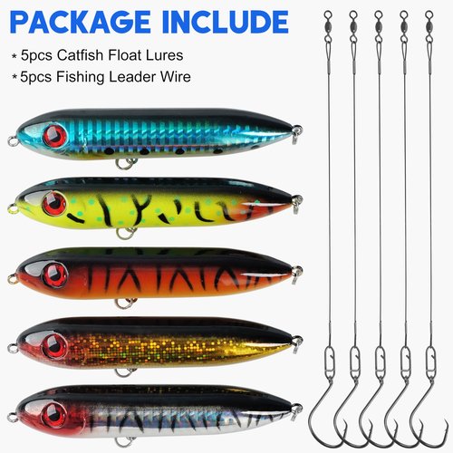 Catfish Float Rigs, Demon Dragon Style Catfish Rattling Line Float Lures Catfishing Spook Rattle with Circle Hooks 8/0 for Santee Cooper Rig Catfishing Tackle