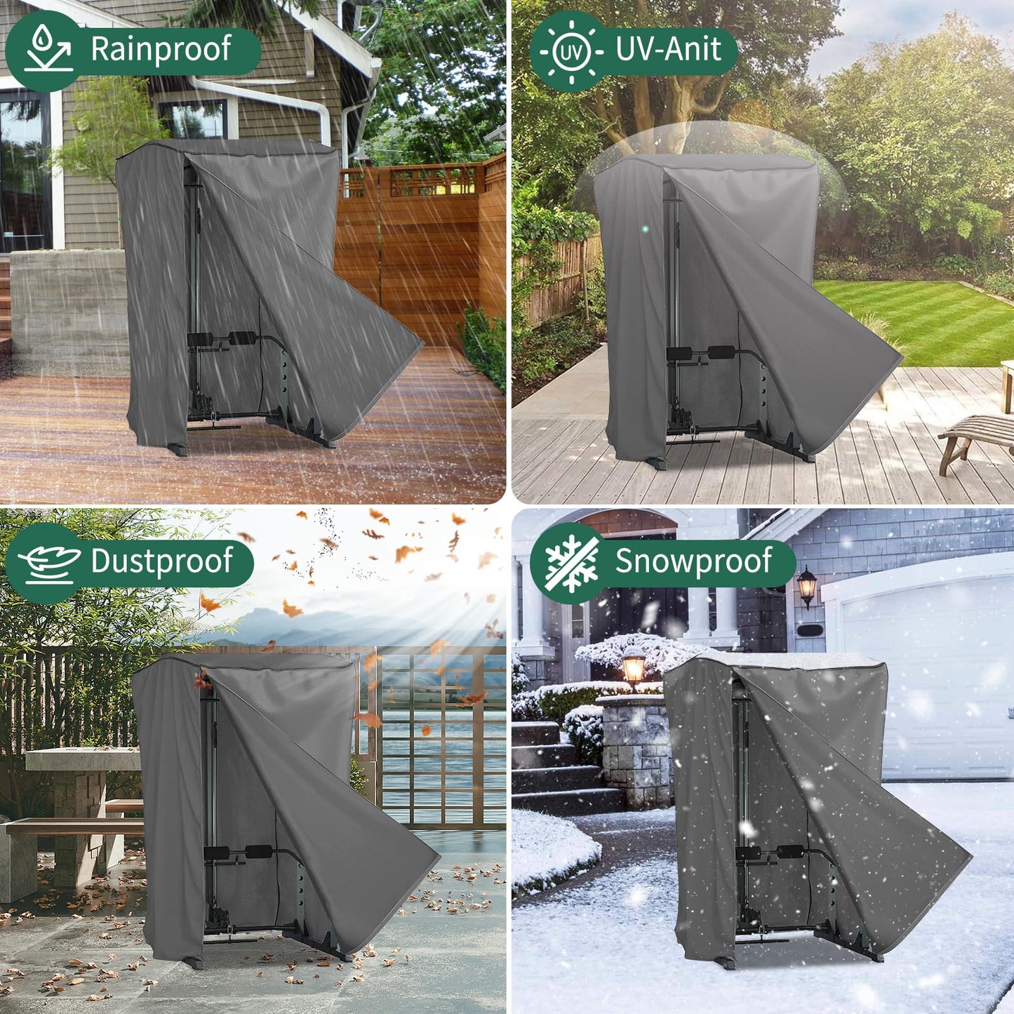 AKEfit Strength Training Cover, Waterproof & Dustproof Gym Rack Cover with Zipper,Fit for Indoor and Outdoor 69''Lx47''Wx84''H-Gray