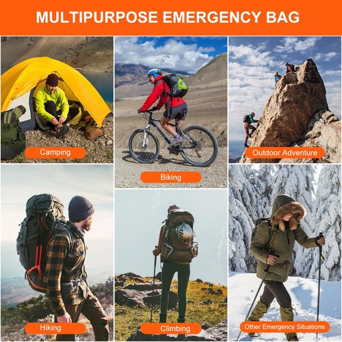 Emergency Sleeping Bag 4 Pack Survival Sleeping Bag with Whistles Thermal Emergency Bivy Sack Sleeping Bags Portable Emergency Blanket for Outdoor Hiking Camping (Orange)