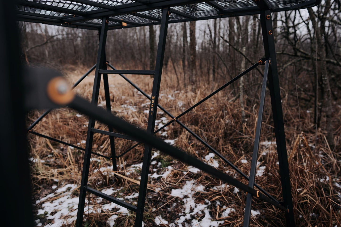 Muddy 65" L x 65" W x 5' H Ground Blind Platform - Durable Powder-Coated Steel Outdoor Hunting Trap Door Universal Platform, Ground Blind Not Included