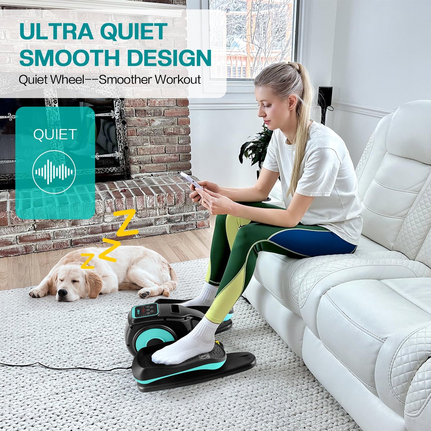 AODI Under Desk Elliptical Machine, Ellipse Leg Exerciser for Seniors Adults, Adjustable Speeds Elliptical Trainer with Remote, Quiet & Portable Mini Seated Pedal Exerciser for Home Office Use