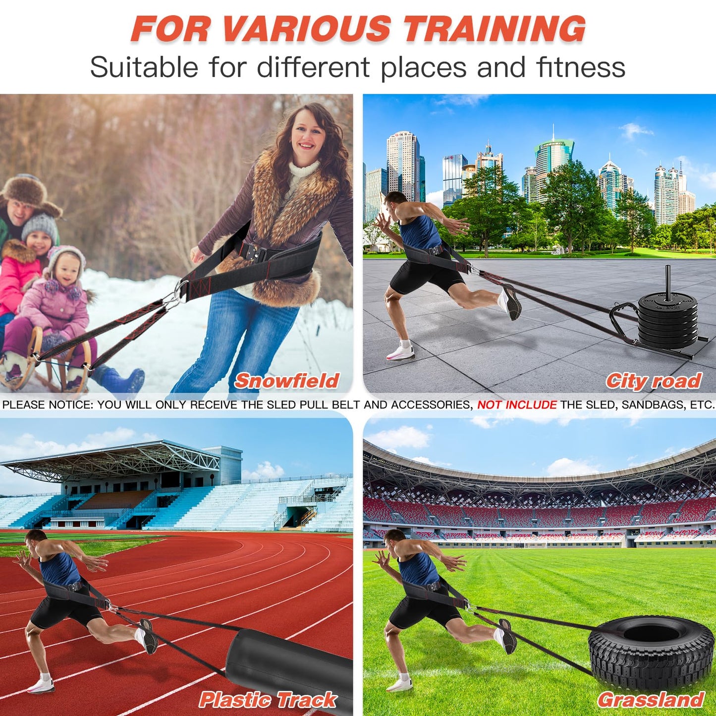 ATENTO Sled Pulling Belt, Adjustable Closure Sled Training Waist Belt,Weight Sled Pull Belt for Tire or Sled Pulling, Squat,Leg Muscles Strength Training, Agility, Resistance Training, Core Power Workout, Belt for Pulling with 2 Pulling Straps & 4 Hooks I