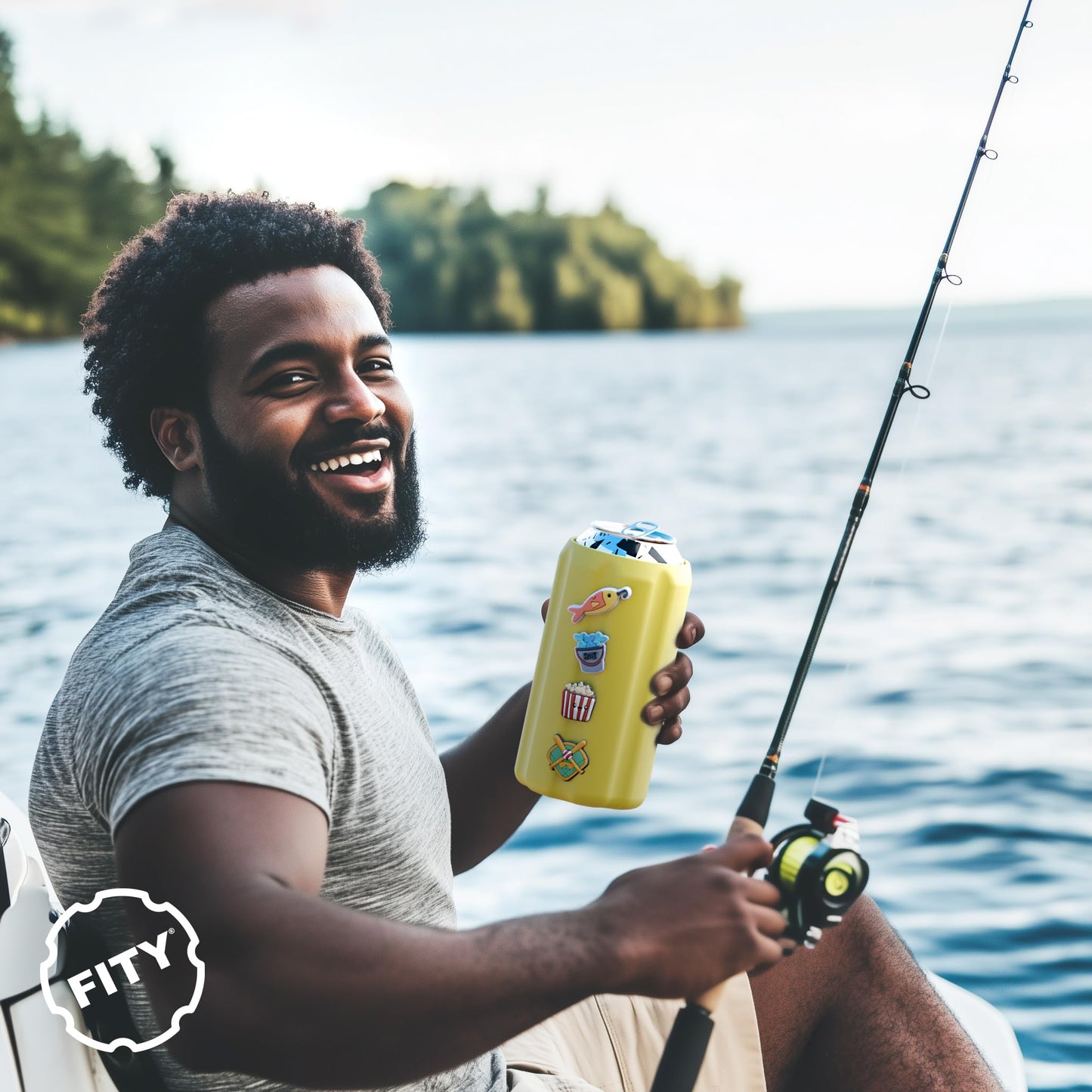 FITY Flex Premium 2-in-1 Can Cooler for 12oz & 16oz Cans – Soft, Lightweight EVA Sleeve – Shoe Charm Compatible, Grippy Feel + Freezable Insert (Sunburst)