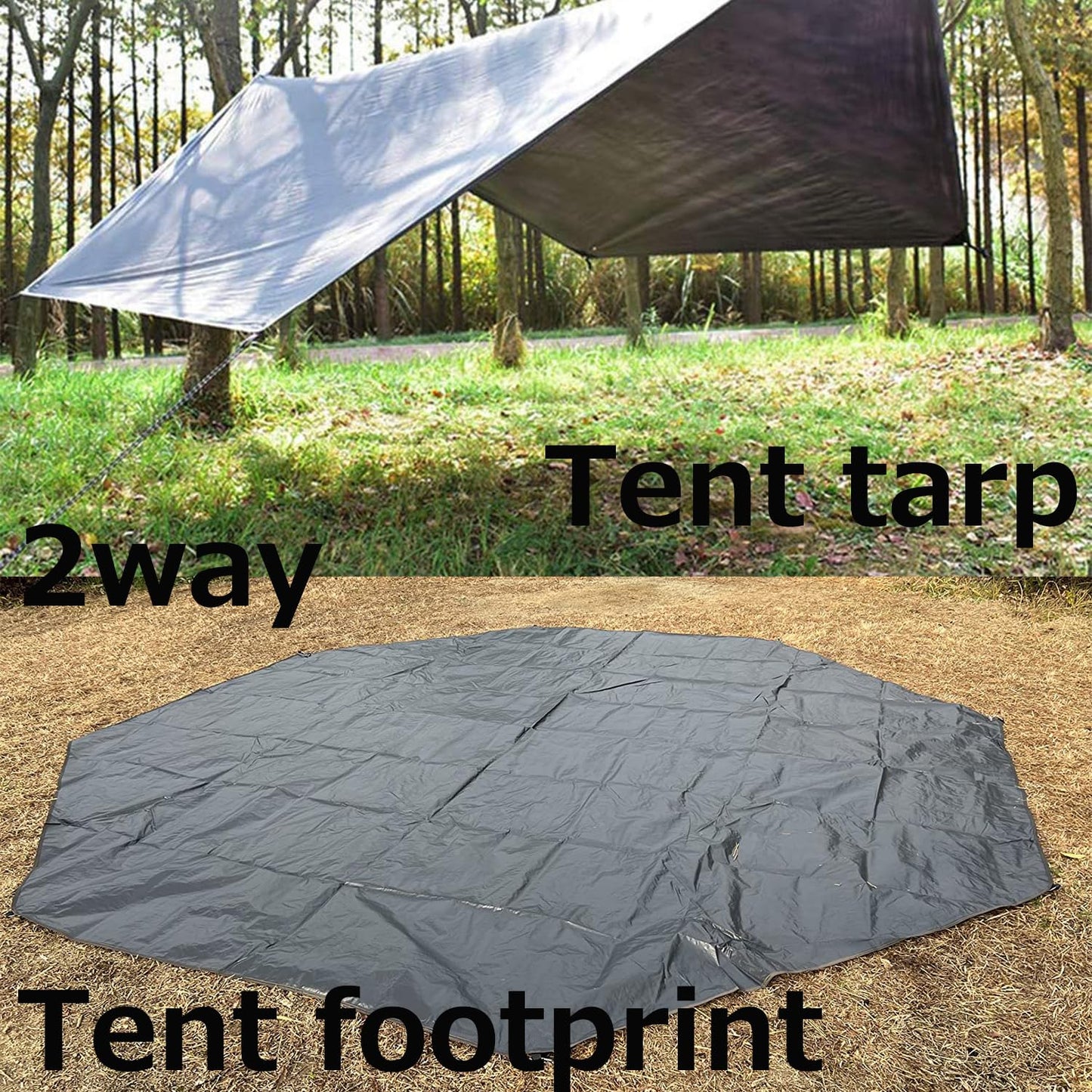 Farfly Waterproof Camping Tarp, Tent Footprint, Heavy Duty Ground Sheet Mat, Octagon Grey 151x137in