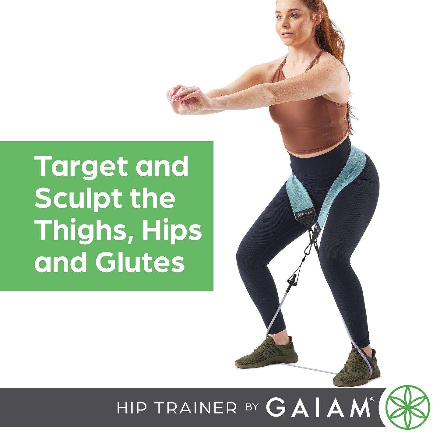 Gaiam Squat Band & Hip Trainer Set - Fabric Resistance Band with 3 Adjustable Resistance Tubes, Home Gym Equipment to Exercise Thigh, Leg, Hip, Glute, Booty & Core - Home Gym & Travel Workout Bands