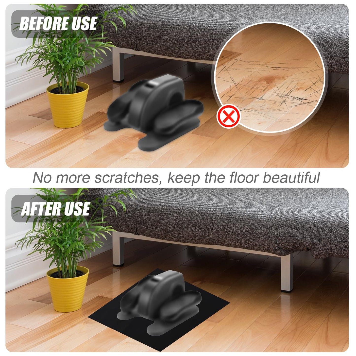 Anti-Slip Mat for Ellipse Leg Exercise Machine, 23.54x21.57 Inches Stable Exercise Equipment Mat for Under Desk Elliptical Machine Perfect for Home Workout Protect Floor