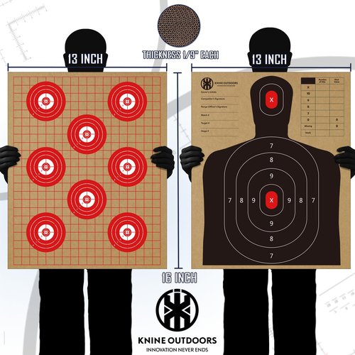 KNINE OUTDOORS Shooting Target Stand for Outdoors, Durable Paper Target Holder with Stable Adjustable Base for Paper Shooting Targets Cardboard Silhouette, with 50 Pack Cardboard Target 2 Pack