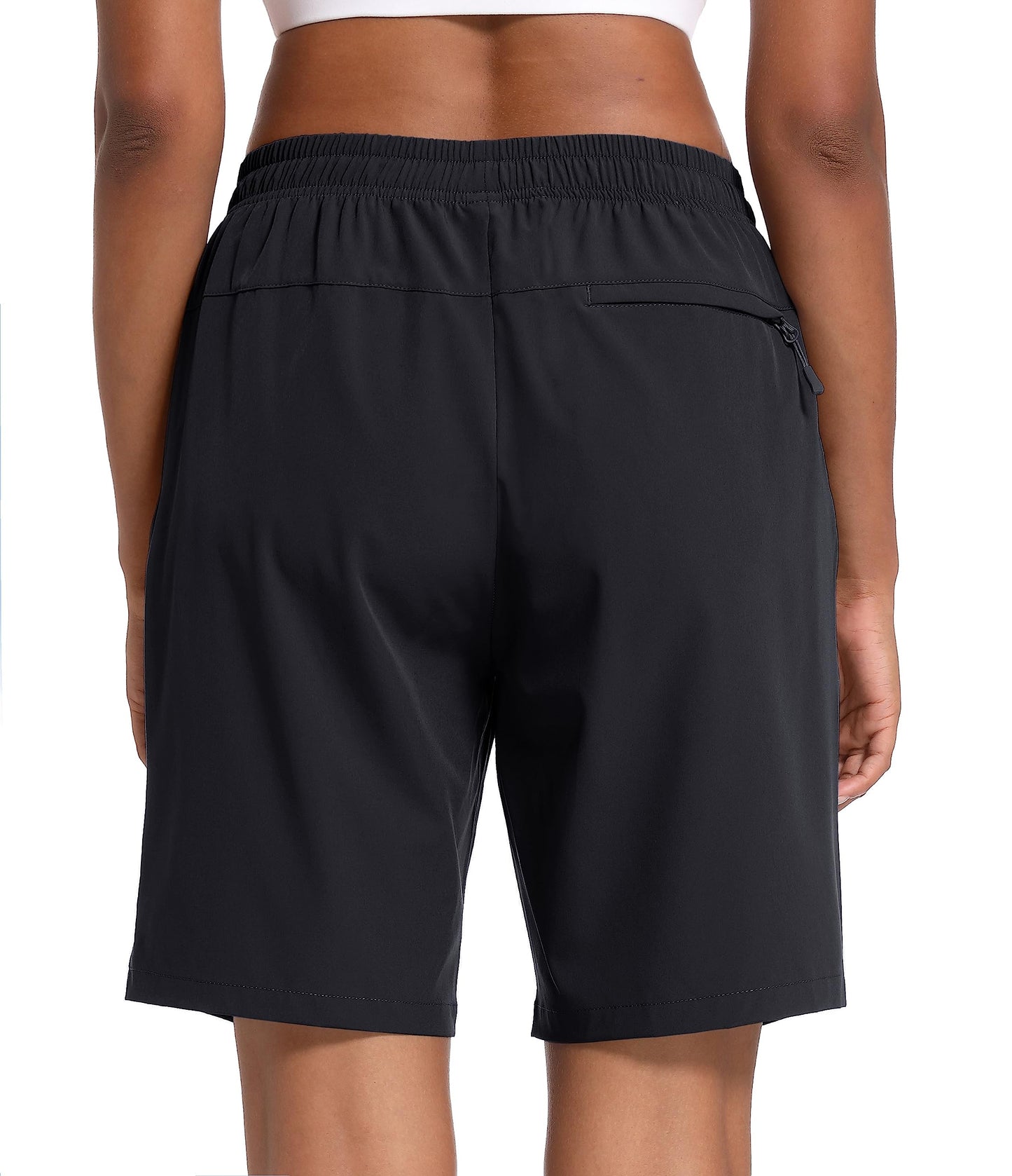MAGCOMSEN Hiking Shorts Women 8 Inch Inseam Lightweight with Pockets Quick Dry Running Shorts Golf Black L