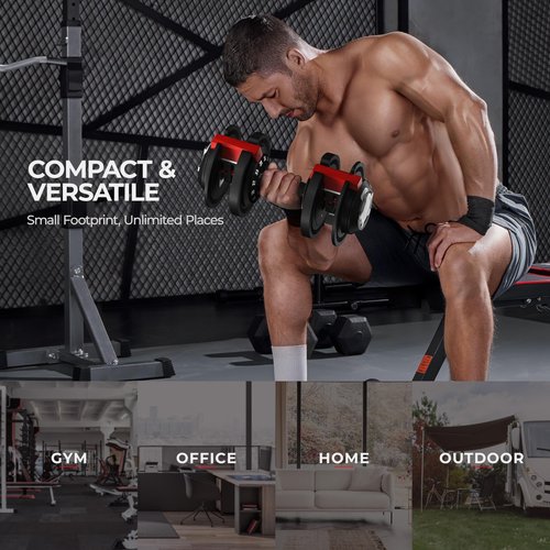 Yaheetech Adjustable Dumbbell Set 25/40/52.5/90LBS Adjustable Dumbbells Fast Adjust Dumbbell Weight Set with Anti-Slip Handle and Tray for Men/Women Home Gym Strength Training Equipment Single/Pair