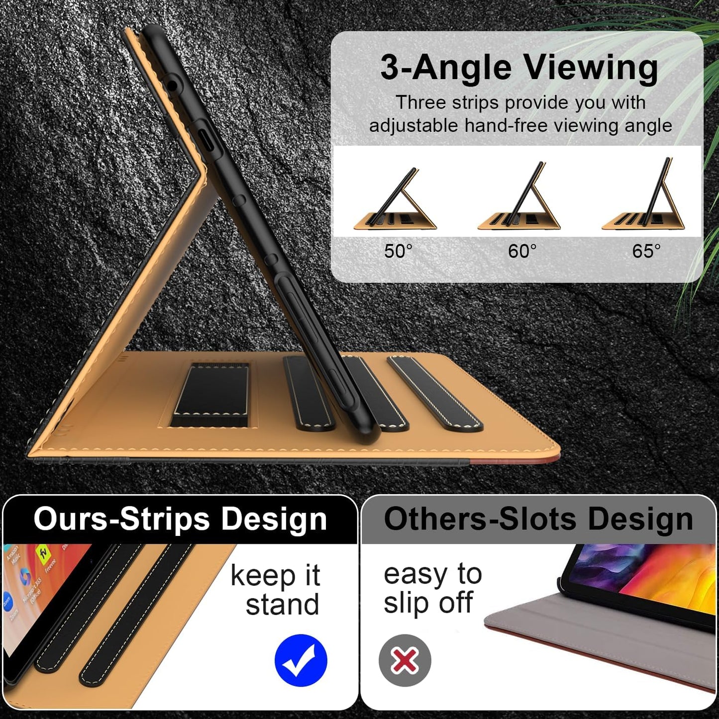 for 10 Tablet Case (13th/11th Generation 2023/2021 Released), PU Leather Folio Cover with Multi-Angle Stand/Pen Holder, Auto Wake/Sleep for 10/10 Plus, Black