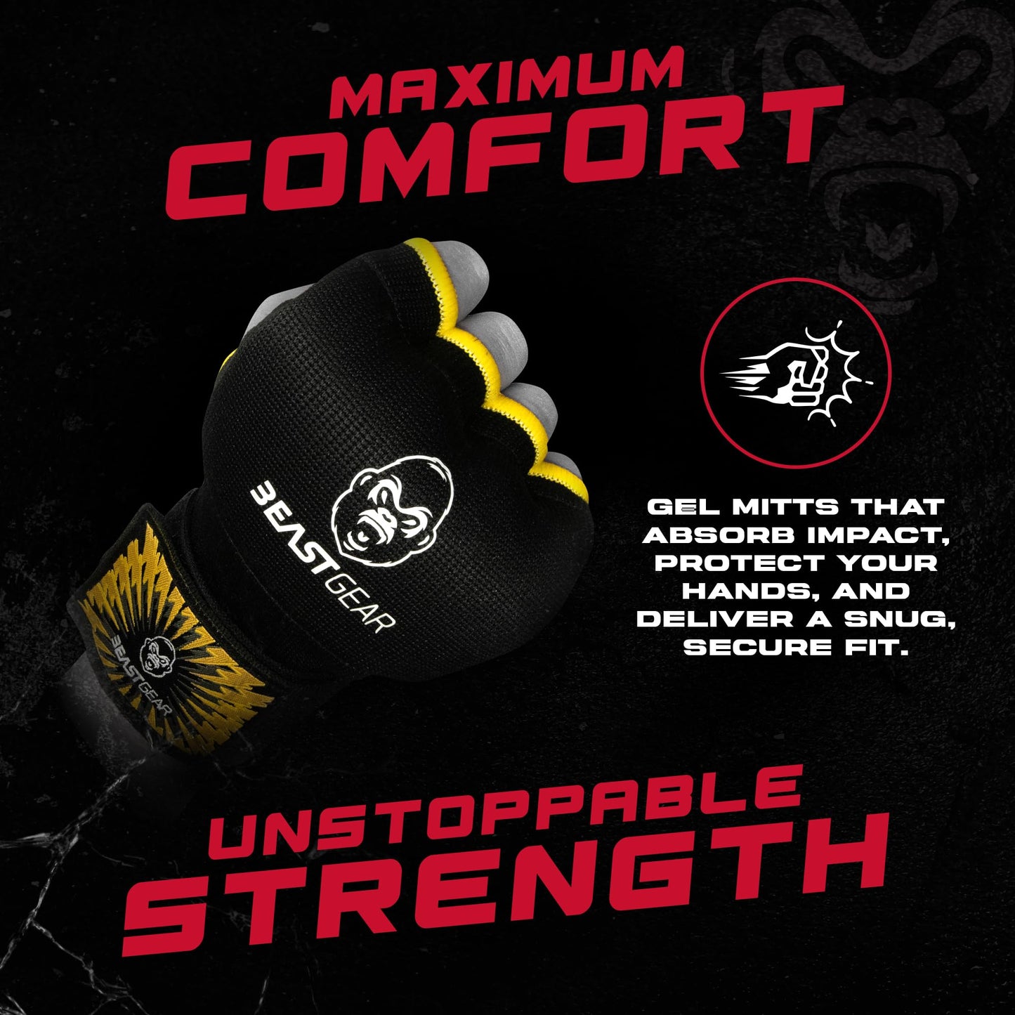 Beast Gear Boxing Wraps, Gel Boxing Hand Wraps for Men & Women, 100cm Quick Wrist Wraps Boxing - MMA, Muay Thai, Kickboxing & Martial Arts Training(X-Large)
