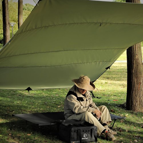 REDCAMP 10x17ft Large Waterproof Camping Tarp, Hammock Rain Fly with UV50+ Sun Protection, 8 Guy Lines & Stakes, Backpacking Tent Shelter for Camping, Hiking, Beach (Green)