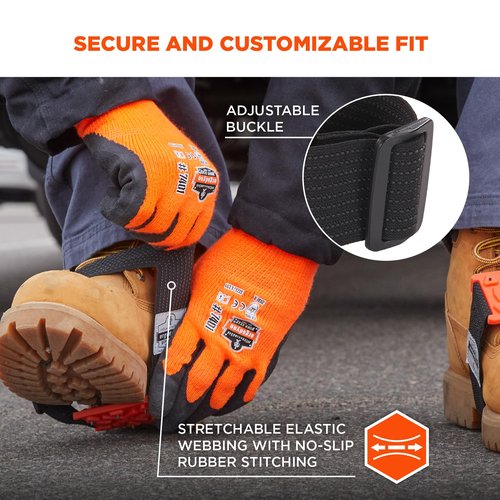 Ergodyne TREX 6317 Mid-Sole Ice Cleats Traction for Heeled Boot, Easily Rotates for Indoors, Driving, Climbing