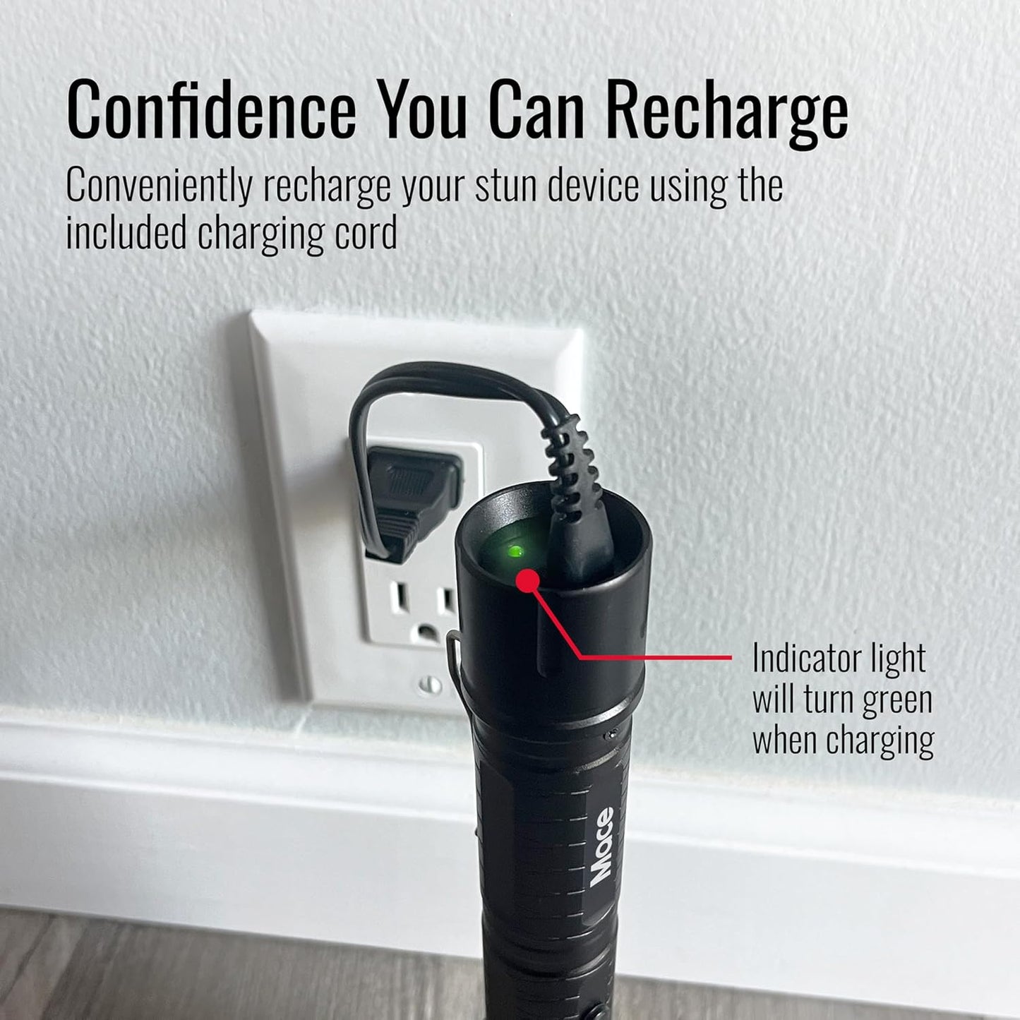 Rechargeable Mace Stun Gun for Self Defense - High Voltage with Bright LED Light