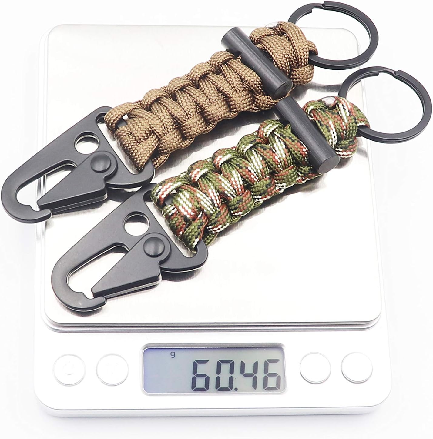 Paracord Keychain Carabiner 2PCS Pack Survival Paracord Lanyard with Fire Starter