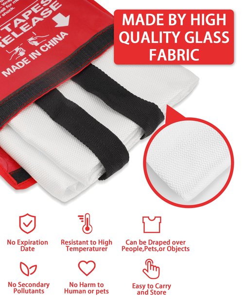 Emergency Fire Blanket - Premium Fire Suppression Blanket for Kitchen, 40' x 40'