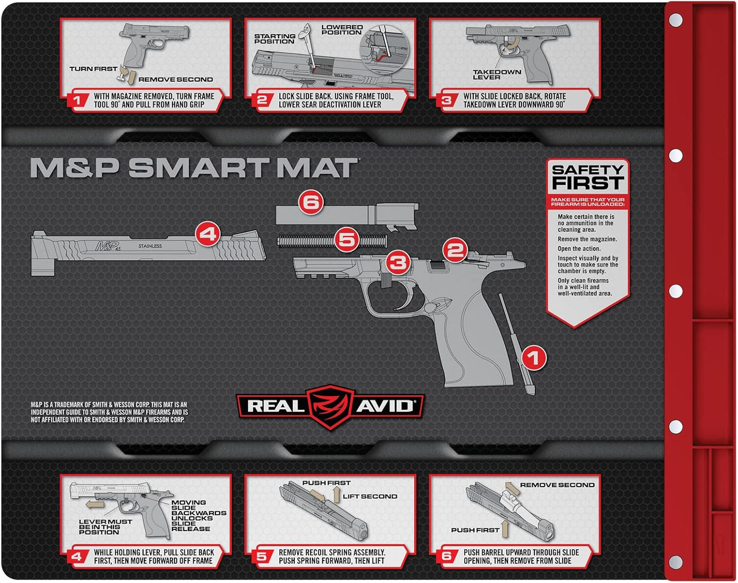 Real Avid Gun Cleaning Mat 19" x 16" with Magnetic Parts Tray | 1911, Glock, Smith & Wesson M&P or Sig Sauer P365 & P365XL (Choose Style Below)