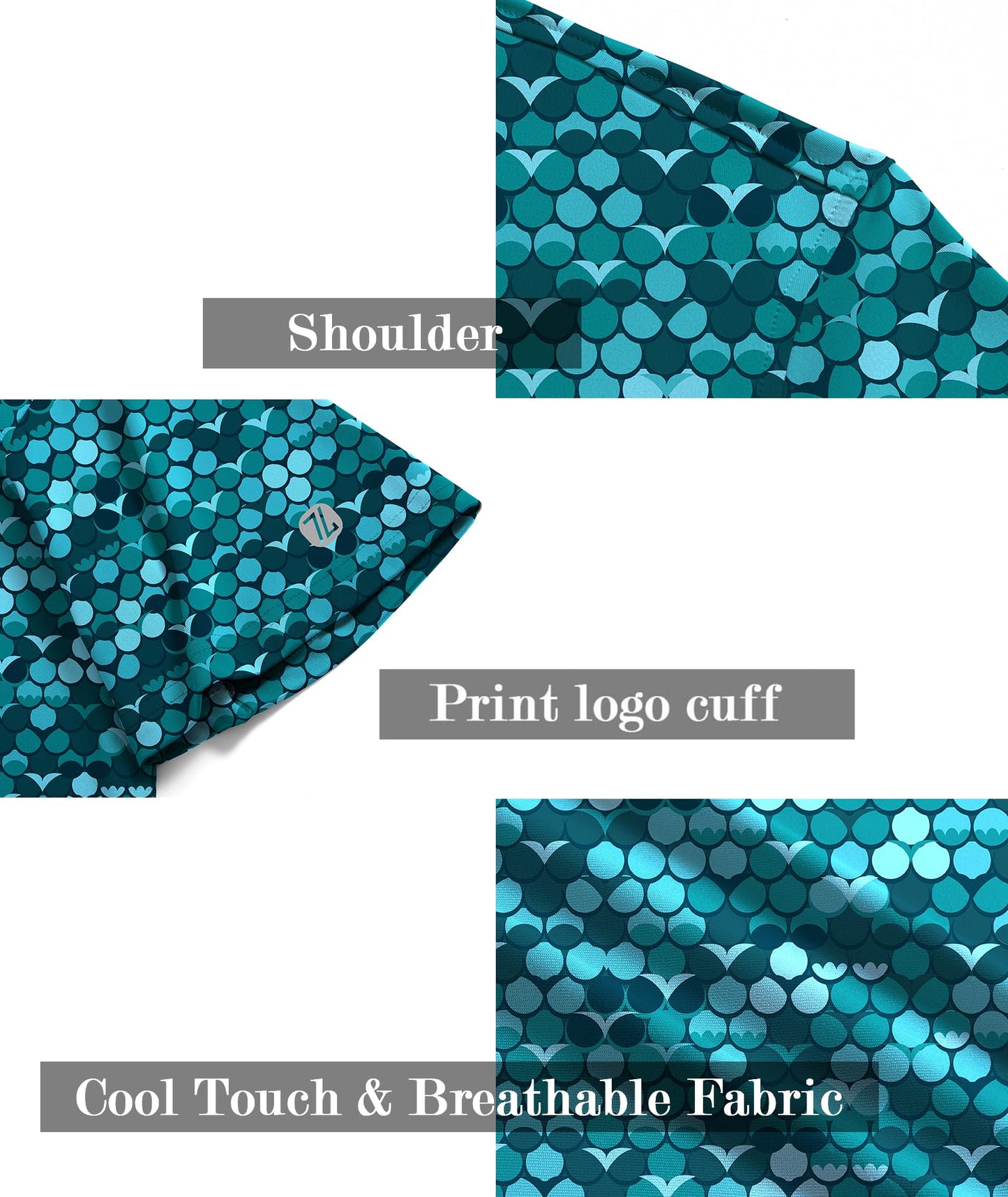 ZITY Mens Golf Shirt Short Sleeve Moisture Wicking Performance Daily Casual Print Patterns Collared Golf Polo Shirts for Men Cyan Large