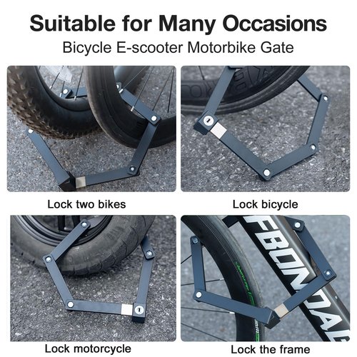 OFFBONDAGE Folding Bike Lock with Mounting Bracket Bicycle Locks Anti Theft with 360° Rotating Lock Head Waterproof and Scratch Resistant Foldable Bike Chain Lock