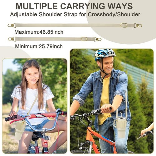 XHGWJSX Water Bottle Holder for Stanley Tumbler with Handle, Leather Carrier Strap for 40 oz 30 oz Stanley Cup Accessories, Water Bottle Carrier with Adjustable Strap, Card Holder, Keyring (White)