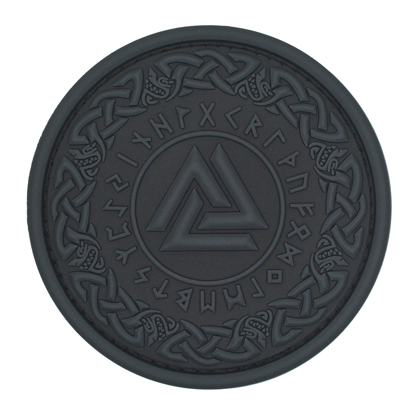 ATHIPATCHES Military Morale Patch - Black Viking Odin Valknut Symbol Celtic Art PVC Rubber Tactical Emblem with Hook and Loop Fastener Backing, PMP001