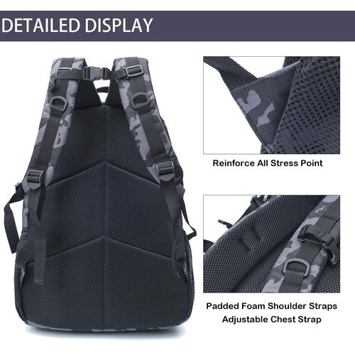 WOWCOIN Camo Backpack for Boys,Kids Army Backpack Boys with USA Flag Patch,35L Waterproof Tactical School Backpack for Travel Outdoor