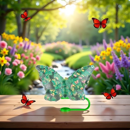 Stanley Cup Butterfly Straw Cover Cap - Bling Bow Straw Covers for Tumbler, Dust-Proof Silicone Tips (Green)