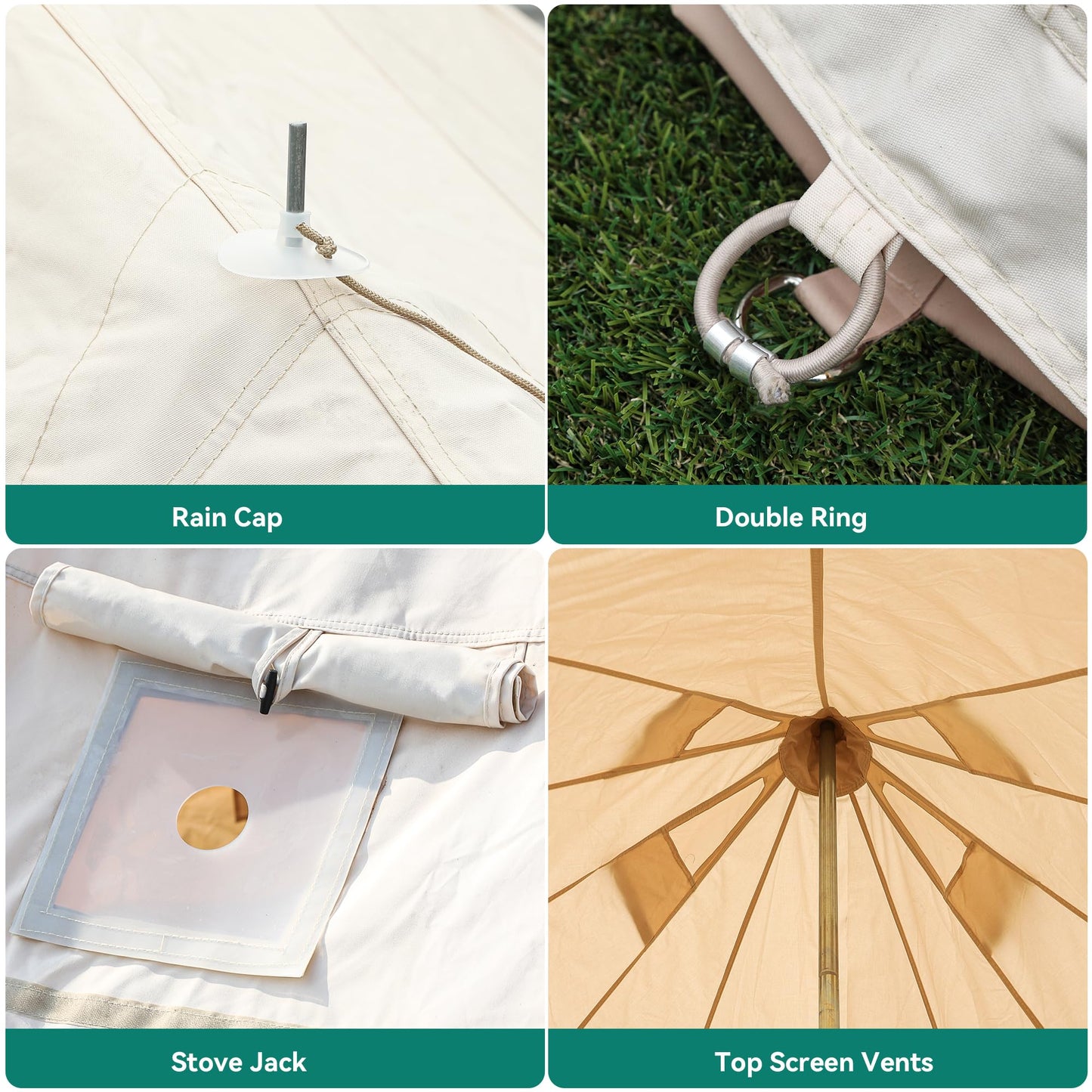 YITAHOME Canvas Bell Tent Cotton Canvas Yurt Tent 4 Season Waterproof Glamping Tents w/Stove Jack for Family Camping Outdoor Hunting Party (6M/20FT)