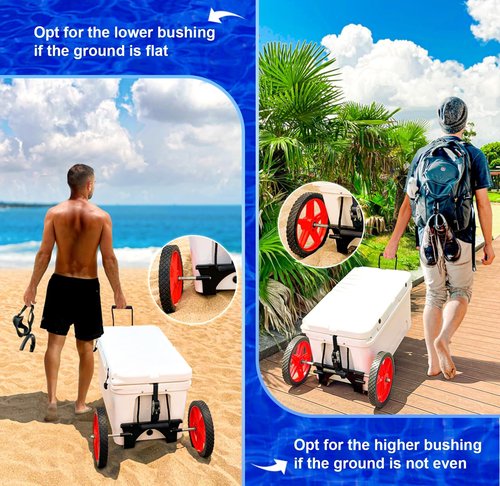 Upgraded Cooler Wheel Kit for Yeti/RTIC/Igloo Coolers Wheel Spacing up to19.8 Inches -12 IN Wheels Height Adjustable Cart Base for Ice Chest for Heavy Duty Coolers Camping Traveling Red&Black