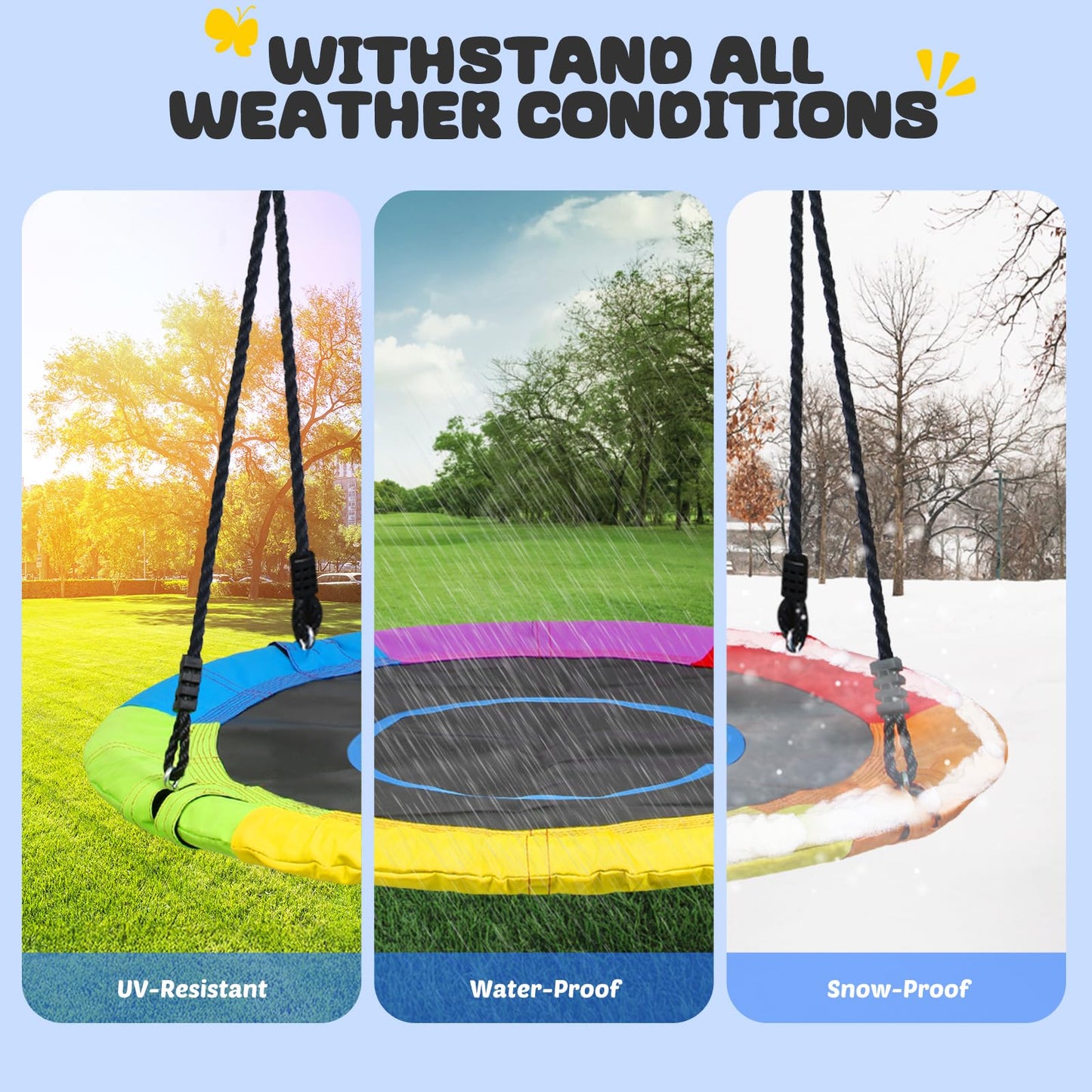 Trekassy 700lb 40 Inch Saucer Tree Swing for Kids Adults Outdoor 900D Oxford Waterproof with 2pcs Tree Hanging Straps, Steel Frame and Adjustable Ropes