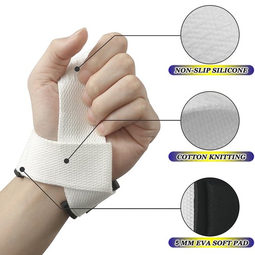 HiRui Premium Cotton Lifting Wrist Straps 25" Deadlift Straps with Upgraded Neoprene Padding & Anti-Skid Silicone Array, Maximum Hand Grip Support for Weightlifting, Strength Training (White)