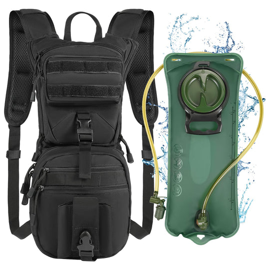 LarKoo Tactical Molle Hydration Backpack with 3L TPU Water Bladder, High Flow Bite Valve Water Backpack Bag Military Daypack Men Women Lightweight Insulation