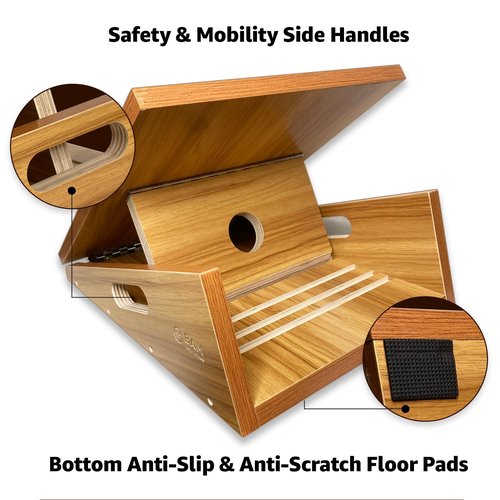BAM's 5-in-1 Adjustable Calf Stretcher Slant Board & Exercise | Wide Fitness Slant Board for Calf Stretching, Exercise & Squats | Wooden Incline Board for Calf Stretching, Athletics & Physical Therapy
