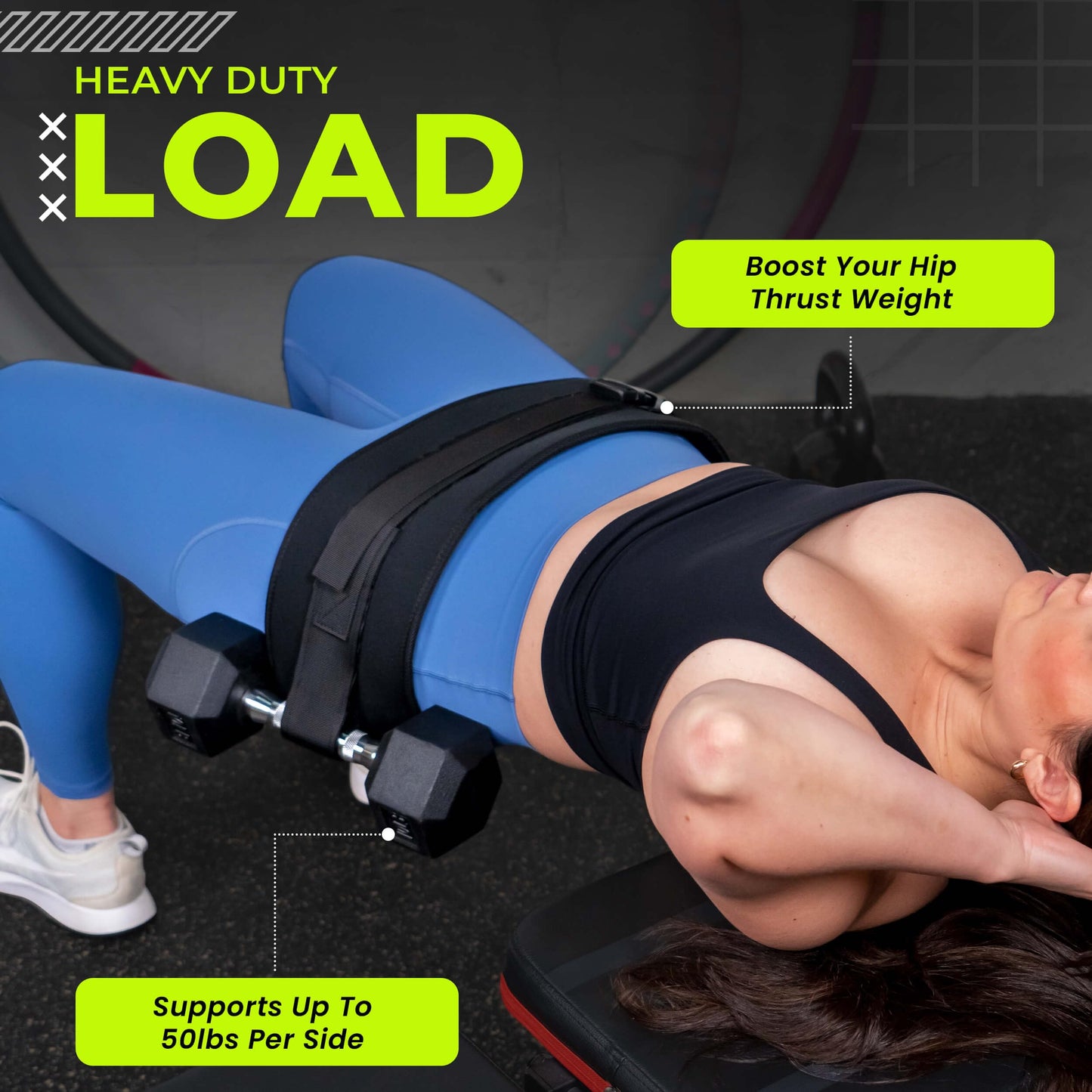 Exercise Hip Thrust Belt – Supports 100lbs – Adjustable, Durable & Slip-Resistant for Dumbbells, Kettlebells & Plates – Glutes Workout Equipment for Home & Gym – Comfortable & Portable Booty Builder