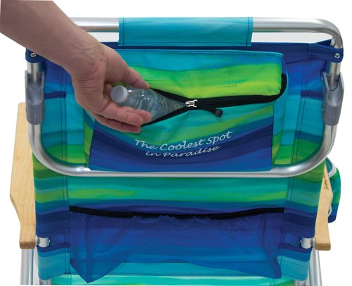 Tommy Bahama 2-Pack 5-Position Classic Lay Flat Backpack Beach Chair with Cooler and Cup Holder, Portable Folding Beach Chair for Tanning, Blue/Green