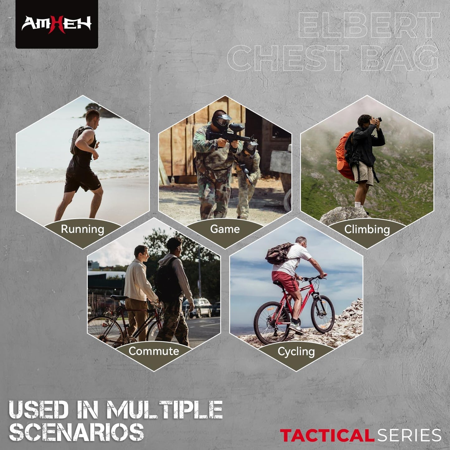 AMHEH Outdoor Tactical Chest Bag for Men Sports Rig Vest with Magazine Pouch Phone Holder Adjustable EDC Travel Pack for Running Hiking (Black)