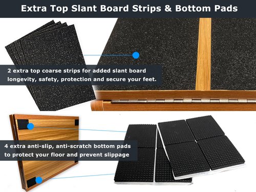 BAM's 5-in-1 Adjustable Calf Stretcher Slant Board & Exercise | Wide Fitness Slant Board for Calf Stretching, Exercise & Squats | Wooden Incline Board for Calf Stretching, Athletics & Physical Therapy