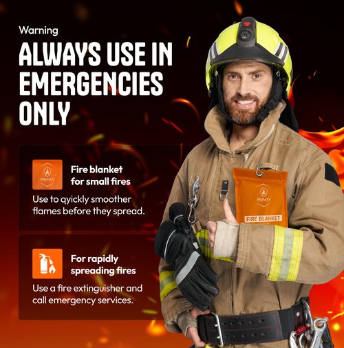 Emergency Fire Blanket 40"x40" (1-Pack) – Fireproof Survival Blanket for Home, Kitchen, RV & Camping – Smothers Grease & Electrical Fires – Reusable, Pet & Family Safe Fire Safety Gear