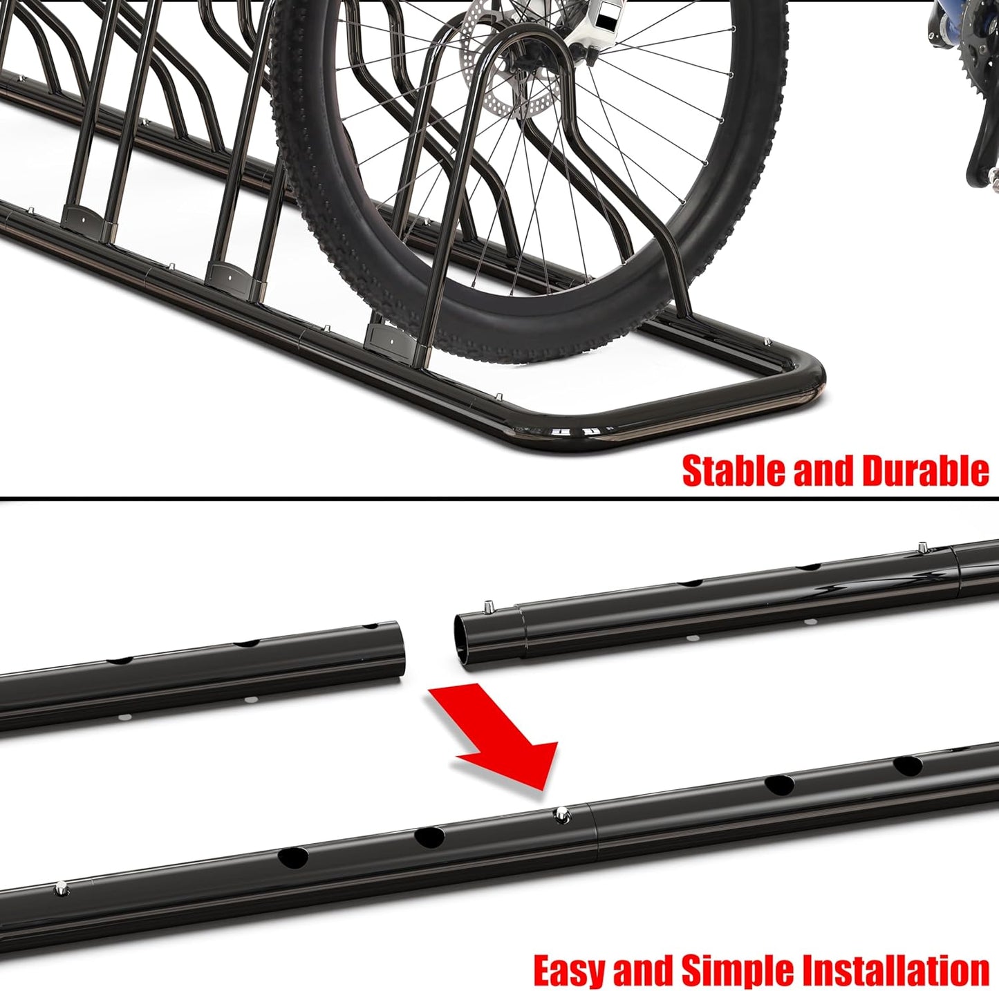 Simple Houseware 5 Bike Bicycle Floor Parking Adjustable Storage Stand, Silver