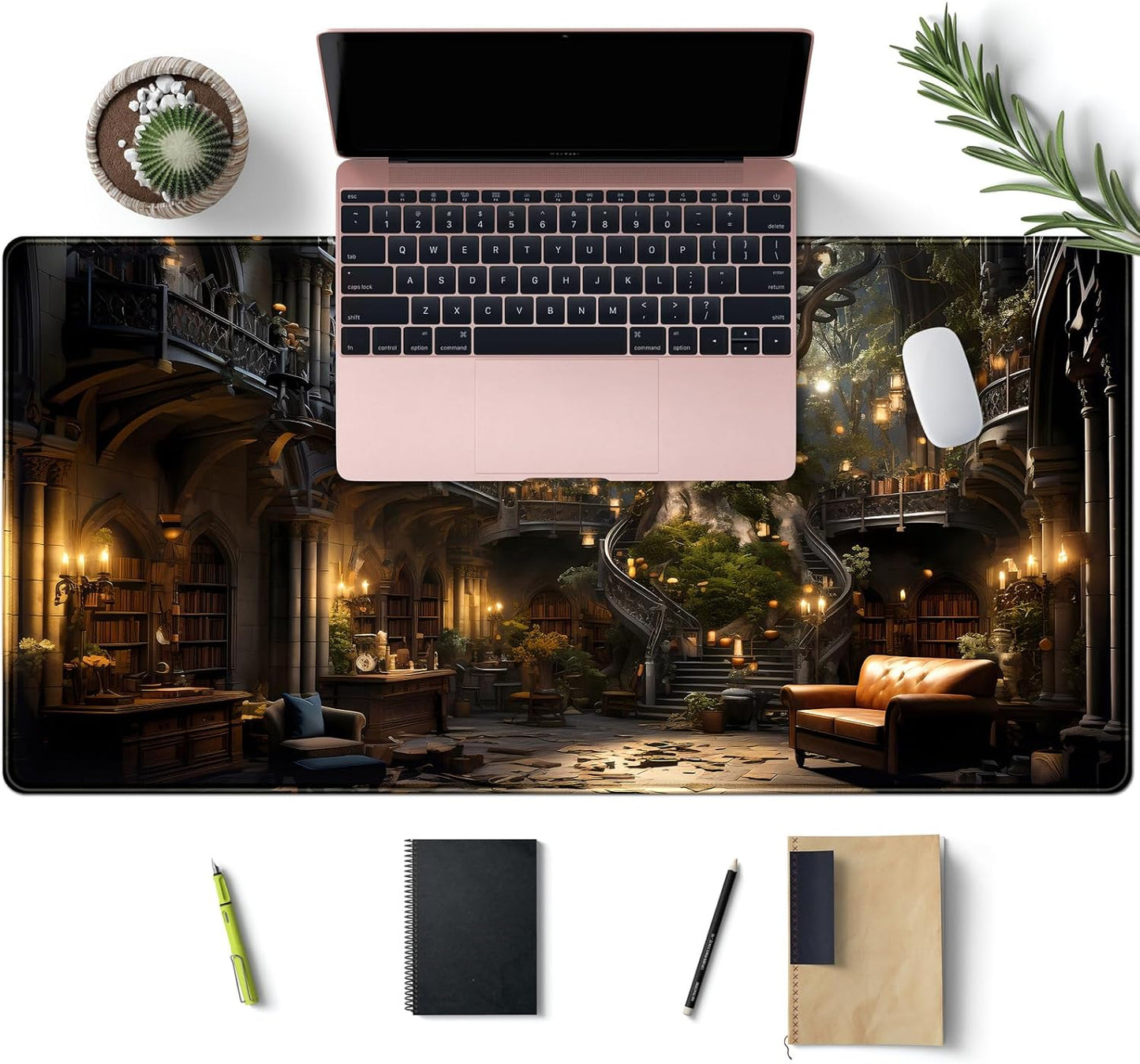 Japanese Desk Mat Riverside Full Moon Desk Pad Black Red Large Mouse Pad Gaming Mousepad Extended XXL Keyboard Pad 31.5 x 15.7 in Laptop Computer Mouse Keyboard Mat for Office Desk Decor