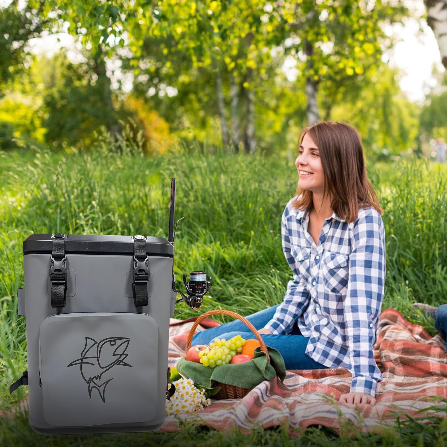 Fish Kill Bags Backpack Coolers Insulated Leak Proof, Fishing Backpack with Cooler Lightweight, Magnetic Closure Waterproof Durable for Camping & Hiking - Gray