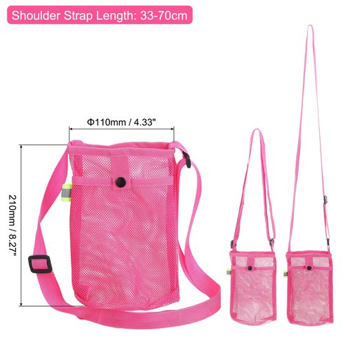 UXCELL Adjustable Shoulder Strap Water Bottle Carrier Bag with Pocket for Sports Hiking Walking Travel, Rose Red