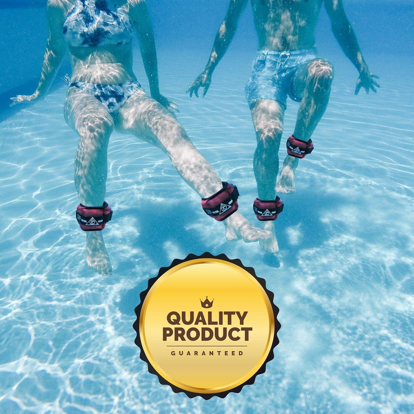 Water Gear Professional Aqua Cuffs - Aqua Aerobics Fitness Gear Bands for Ankle and Wrist - Swimming Pool Workout - Exercise Equipment Adjustable Ankle and Wrist Bands