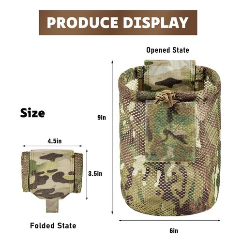 Dump Pouch Tactical Molle Mesh Pouches,Lightweight Range Compact Micro Drawstring Foraging Roll Up Foldable Recovery Ar Mag Tool Pack,EDC Drop Net Storage Belt Bag.… (MK)